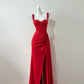 Rot Mode Elegant Lange Bodenlangen Satin Sexy Schlitz Ballkleid Abendkleid Partykleid Ballkleid gh4049