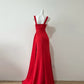 Rot Mode Elegant Lange Bodenlangen Satin Sexy Schlitz Ballkleid Abendkleid Partykleid Ballkleid gh4049