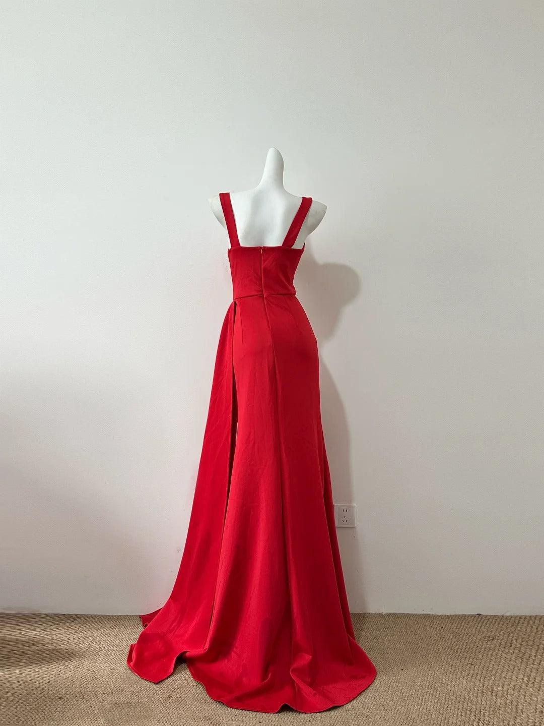 Rot Mode Elegant Lange Bodenlangen Satin Sexy Schlitz Ballkleid Abendkleid Partykleid Ballkleid gh4049