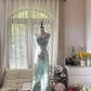 Hellblaues, wunderschönes, funkelndes, modisches, elegantes, exquisites, perlenbesetztes, langes Chiffon-Ballkleid mit Feenmotiv, Abendkleid für Geburtstage/Hochzeitsgäste/Urlaubspartys, Ballkleid, Valentinstags-Date-Kleid, gh4036