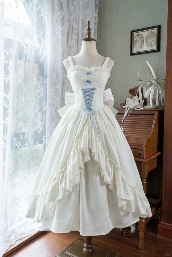 Weißes süßes Schleifen-langes Satin-Chiffon-Ballkleid Abendkleid Geburtstagskleid Erwachsenenkleid gh4247