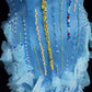 Robe de soirée sirène longue et élégante, bleu, brillante, élégante, en tulle perlé coloré, robe de bal, robe de soirée, robe de bal, légende de la mer bleue gh3850