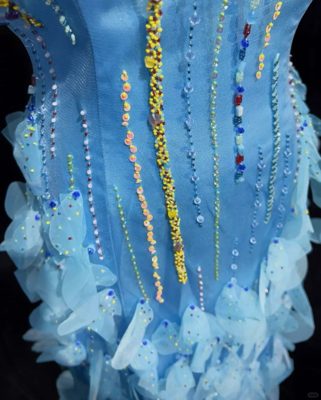Robe de soirée sirène longue et élégante, bleu, brillante, élégante, en tulle perlé coloré, robe de bal, robe de soirée, robe de bal, légende de la mer bleue gh3850