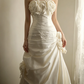 White strapless fitted waist vintage-style ball gown, evening gown gh7124