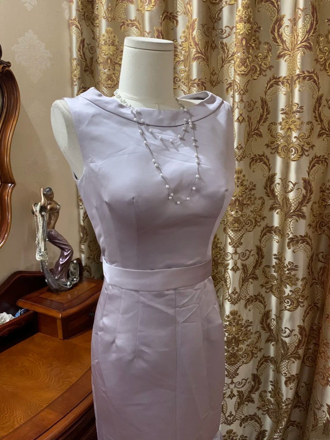 Lavender Sleeveless Waist-Cinched Fitted Mermaid Prom Gown, Evening Formal Dress gh7240