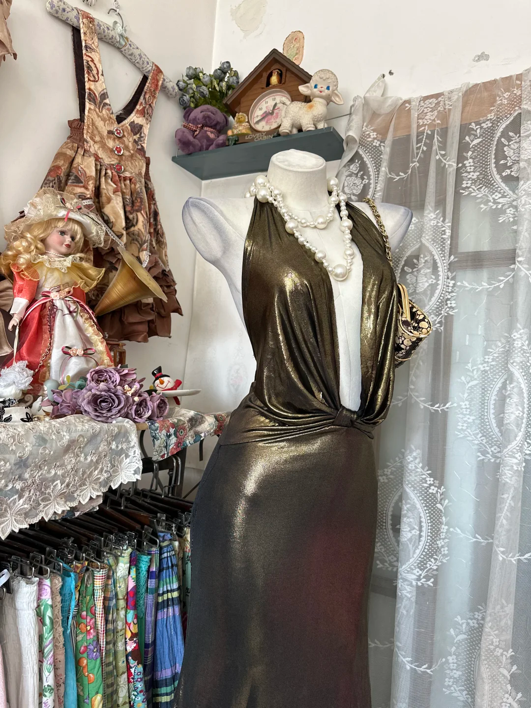 Olive Gold Halter Neck Bodycon Mermaid Prom Dress, Elegant Evening Gown gh7196