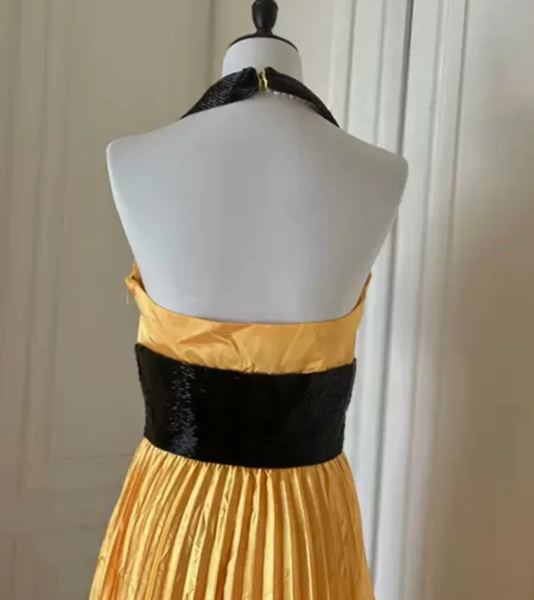 Robe de soirée longue en satin jaune à perles exquises, robe de bal tendance, gh4267