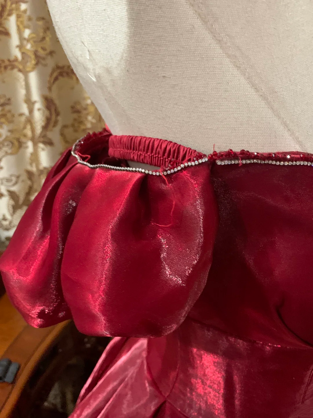 Burgundy One-Shoulder Waisted Voluminous Skirt Gown, Prom Dress, Graduation Dress, Birthday Party Dress gh7270
