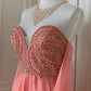 ✨Robe de soirée longue en mousseline de soie rose fantaisie déesse grecque gh4269