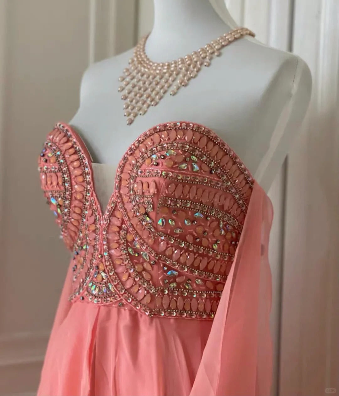 ✨Robe de soirée longue en mousseline de soie rose fantaisie déesse grecque gh4269