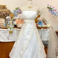 White Strapless Fitted Waist A-line Elegant Evening Gown gh7140
