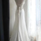 girlhomeshops-Sleeveless White Chiffon Mermaid Wedding Dress, Minimalist Elegant Slim - fitting Floor - length Wedding Gown gh5831