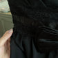Robe de soirée courte en mousseline de soie noire, mignonne et exquise, avec nœud papillon en dentelle, robe de bal, robe d'anniversaire, robe de bal, gh3922
