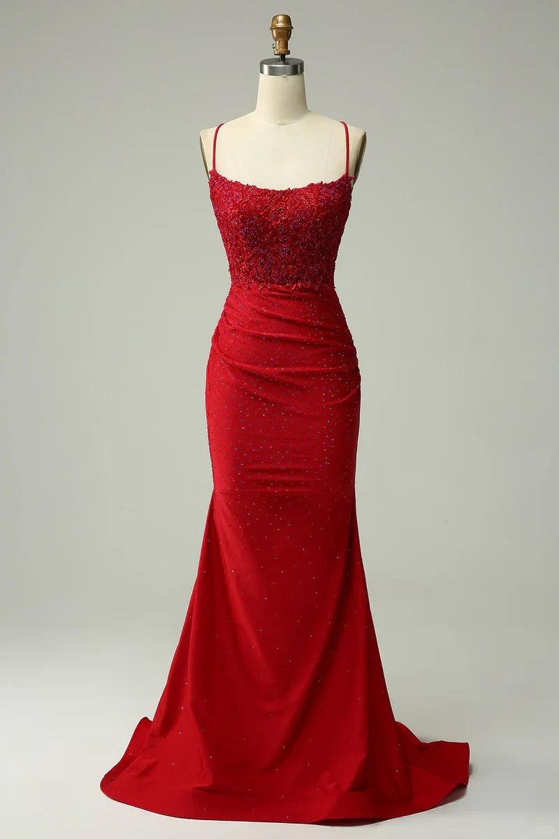 Blau/Grün/Rot Exquisite Glänzende Elegante Satin Lange Meerjungfrau Fit Bodenlangen Ballkleid Abendkleid Ballkleid gh4202