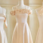 Champagner Farbe Sanfte Elegante Mode Retro Lange Satin Ballkleid Abendkleid Hochzeit Gast Party Kleid Brautjungfer Kleid Prom Kleid gh3994