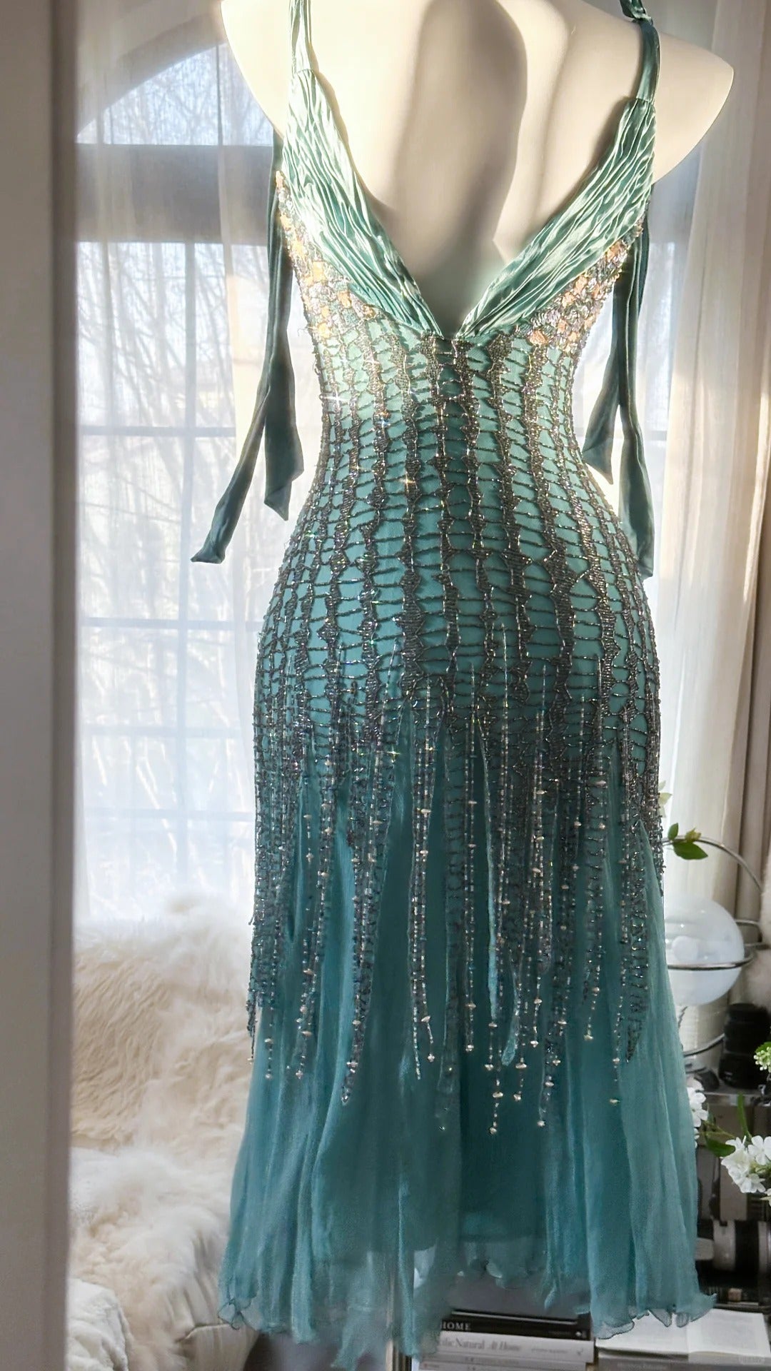 Grün Luxus Wunderschöne Retro Mode Exquisite Quaste Perlen Midi-Länge Chiffon Ballkleid Geburtstag Party Kleid Abendkleid Ballkleid gh3973