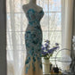 Blaues, wunderschönes, glänzendes, exquisites, perlenbesetztes, langes Chiffon-Tüll-Pailletten-Ballkleid, Abendkleid, Partykleid, Geburtstagskleid, Verabredungskleid, gh4162