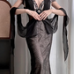 Black‑Vintage‑Mermaid‑Gown Halter‑Off‑Shoulder Deep‑V‑Neck Sheer‑Mesh‑Waist‑Cutout Hand‑Beaded‑Rhinestones Removable‑Chiffon‑Sashes Sequined‑Sheer‑Tulle Sweep‑Train Sexy‑Evening‑Prom‑Dress gh8832