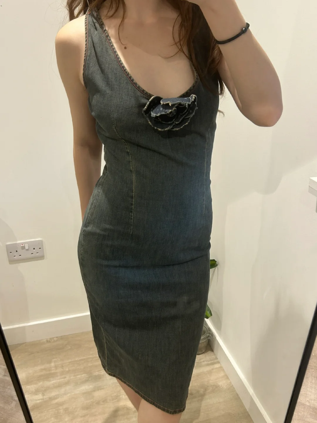 Sexy Vintage Denim Spaghetti Strap Fitted Waist Slim Bodycon Prom & Evening Party Dress gh8466