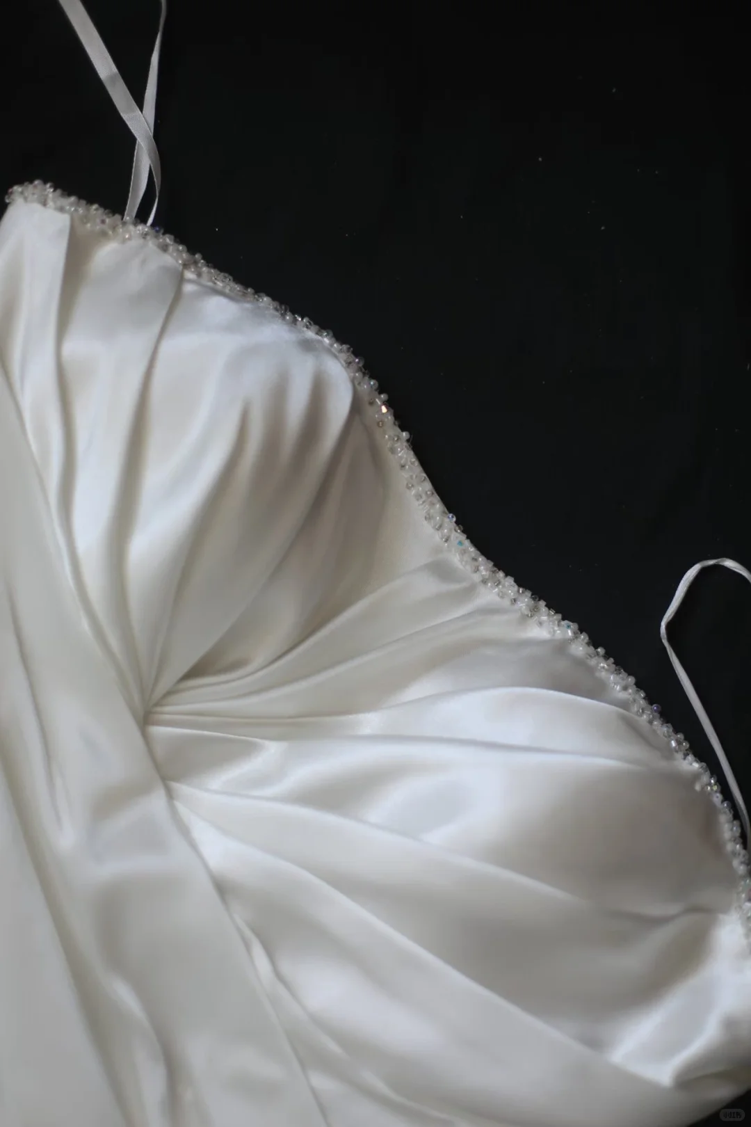 Satin Strapless Mermaid Wedding Dress, Beaded Neckline Twisted Draped Bodice Knot Detail Fitted Mermaid Bridal Gown gh9103