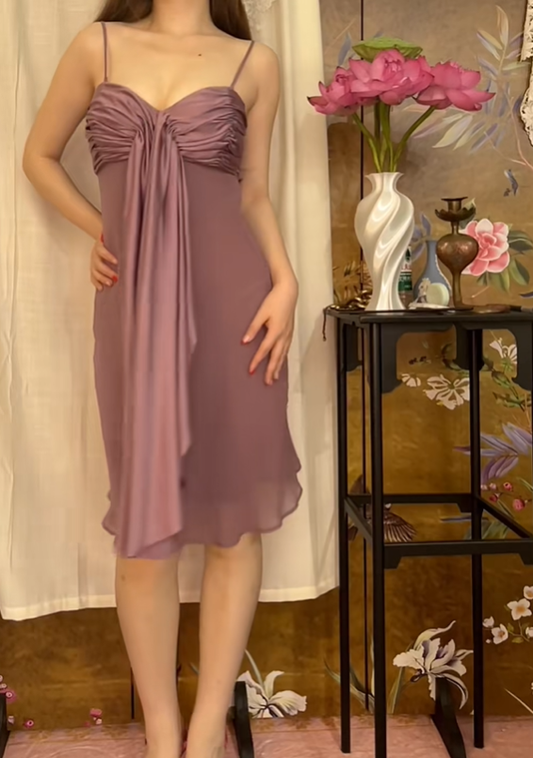 Rose Pink Spaghetti Strap Sexy Vintage Prom Gown, Evening Party Dress gh8410