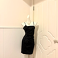 Black Spaghetti Straps Homecoming Dress Square Neck Bodycon Cocktail Party Gown with Bow gh9369