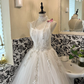 White Spaghetti Strap Waist-Cinched Voluminous Princess Skirt Elegant Romantic Dress, Wedding Gown gh7658