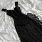 Robe de soirée longue en mousseline de soie noire brillante et élégante gh4232