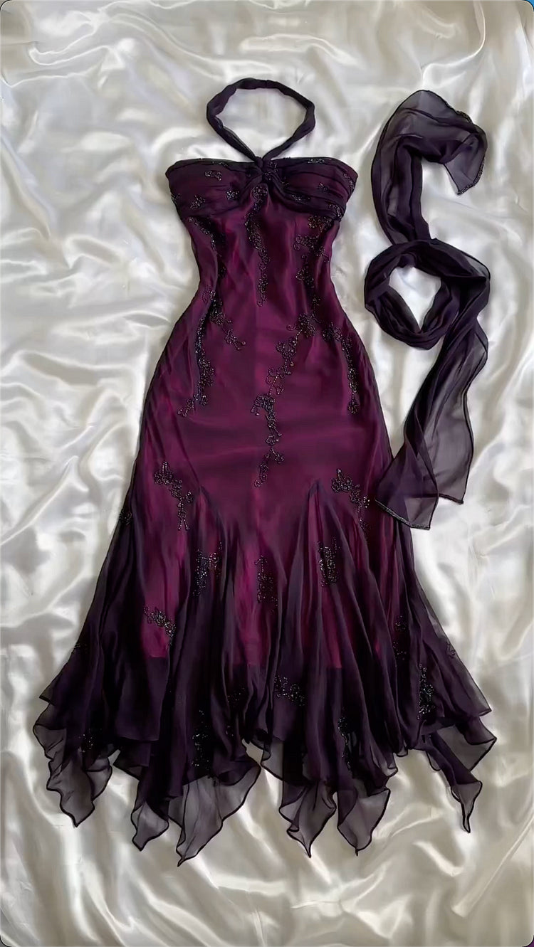 Purple exquisite elegant backless beaded long prom dress evening gown graduation dress gh2942