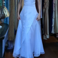 White Vintage Prom Dress Halter Deep V Rhinestone Accent Asymmetric Layered Tulle A-Line Long Evening Gown gh9629