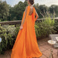Orange Elegant Flowing A-Line Off Shoulder satin Long Ball Gown Evening Dress Wedding Guest Party Dress gh3093