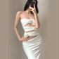 Robe de soirée longue en satin blanc, élégante et sexy, robe de bal, robe d'invitée de mariage, gh4195