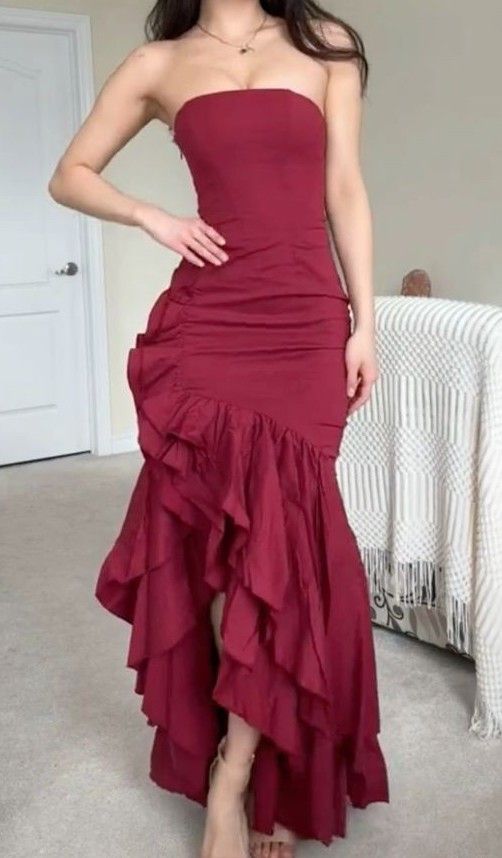 girlhomeshops-Blue/Wine Red/Yellow/Purple Long Chiffon Ruffle Prom Dress Graduation Dress gh5929