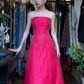 Fuchsia Strapless Long Formal Gown Hand Beaded Tulle A-Line Evening Dress gh9667