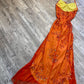 Orange Gorgeous Exquisite Beaded Spaghetti Strap Halter Neck Long Elegant Tulle Mermaid Slim Fit Ball Gown Evening Gown Party Dress gh3172
