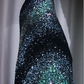 ✨Girlhomeshops-Dark Green Iridescent Sequin Prom Gown Sleeveless V Neck Mermaid Evening Dress gh10074