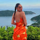 Orange Fashion Elegant Spaghetti Strap Long Ruffle Chiffon Ball Gown Evening Dress Party Dress Wedding Guest Dress gh3318