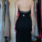 Halter Black Evening Gown Silver Cross Hand Beaded Bodice Fitted Side Slit Vintage Gatsby Long Prom Dress gh9705