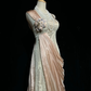 ✨Girlhomeshops-Nude Pink One Shoulder Draped Satin Gown Lace 3D Floral gh10141