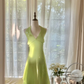 Hellgrünes, glänzendes, modisches, elegantes, exquisites, mit Perlen verziertes, langes Chiffon-Ballkleid mit Feenmotiv, Abendkleid für Geburtstage/Hochzeitsgäste/Feiertagspartys, Ballkleid, Valentinstags-Date-Kleid, gh4038