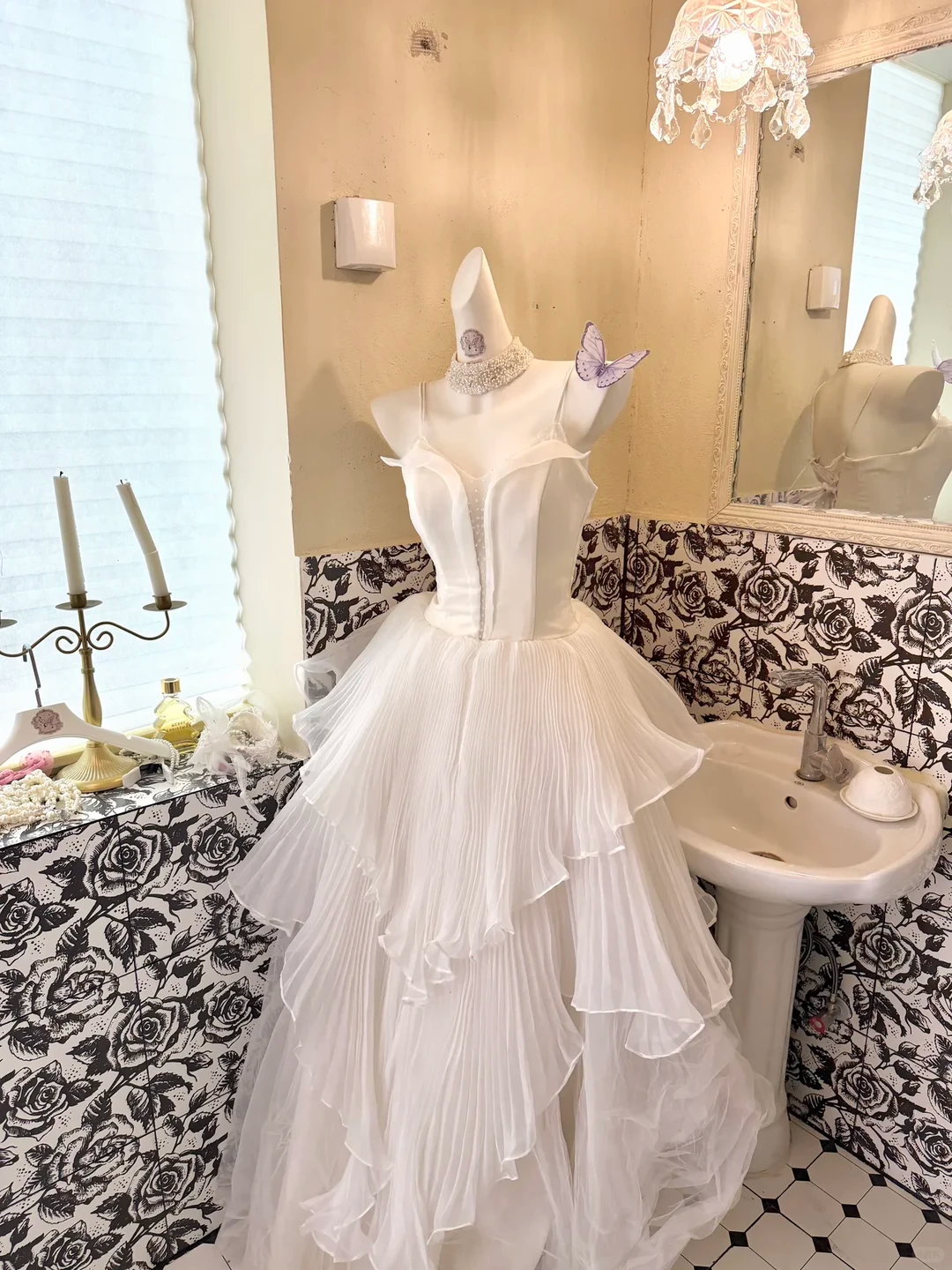White Spaghetti Straps Waist-Cinched Multi-Layer Skirt Elegant Grand Romantic Dress, Wedding Gown gh7758