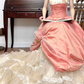Peach Pink Vintage Strapless Ruched‑Waist 3D‑Floral Tiered‑Tulle Long Prom Gown gh8780