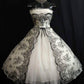 girlhomeshops--Black and white exquisite lace tulle midi homecoming dress formal gown gh5586