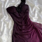 girlhomeshops-Gradient Purple Glitter One-Shoulder Ruched Ruffle Evening Gown gh6006