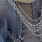 Blue gorgeous sparkling exquisite beaded long tulle ball gown evening dress with rhinestones multi-layered dress gh1001