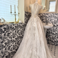 Ivory Rhinestone Embroidered Luxury Elegant Waist-Cinched Full Flared Romantic Dress, Wedding Gown gh7512
