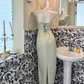 Light Green Strapless Waist-Cinched Bodycon Sexy Elegant Vintage Romantic Dress gh7510
