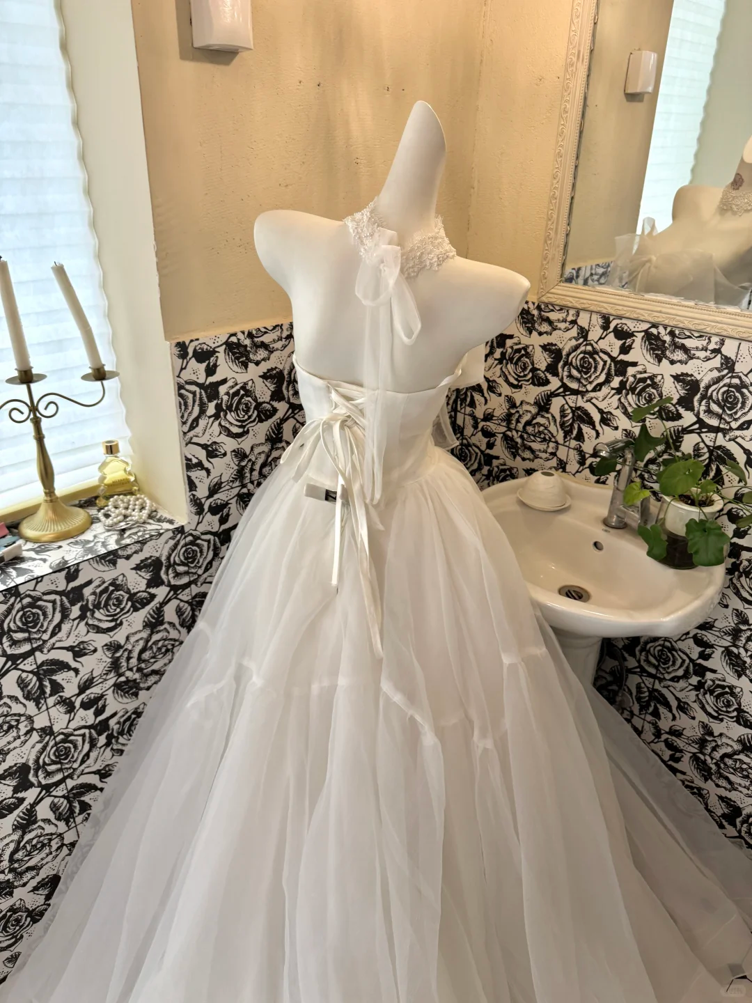 Light Grey Spaghetti Strap Waist-Cinched Full Flared Skirt Elegant Luxury Romantic Dress, Wedding Gown gh7680
