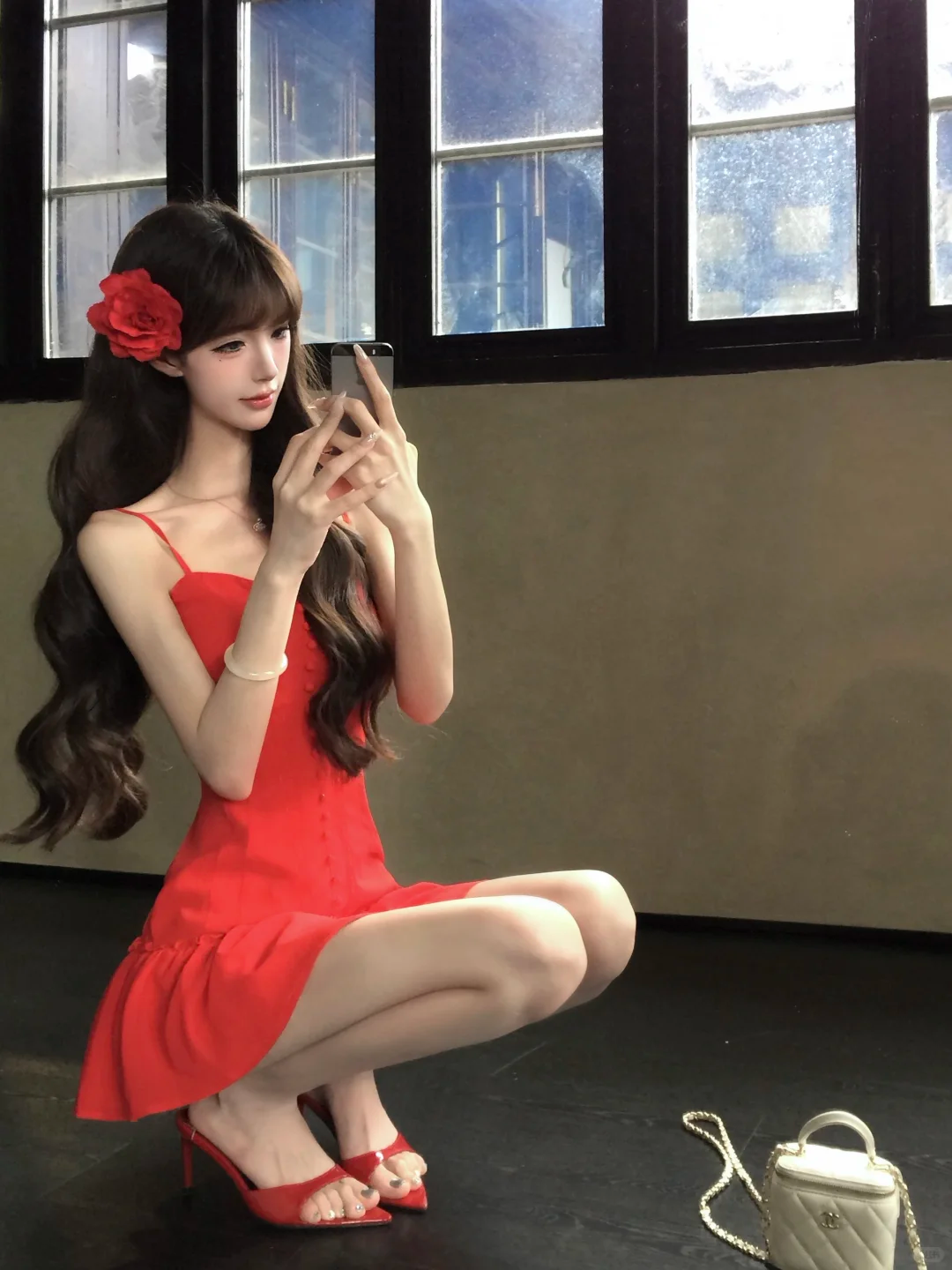 Women Vintage Red Strapless Homecoming Dress Front Button Fitted Ruffle Hem Short Party Dress gh9418