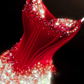 ✨Girlhomeshops-Red White Ombre Rhinestone Beaded Mermaid Prom Dress gh10173